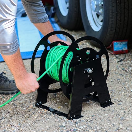 Dumble RV Extension Cord Reel Stand - 50-100ft Black Steel RV Electrical Cord Roll Up or Camper Hose Organizer Spool - Image 5