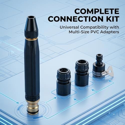 【Starter Pick】 high Pressure Hose Nozzle Heavy Duty, Brass Garden Hose Nozzle Direct Jet Stream, Water Hose Nozzle for Car Washing, Patio Cleaning, Watering – 3/4" Standard Fit Bulk Pack - Image 4