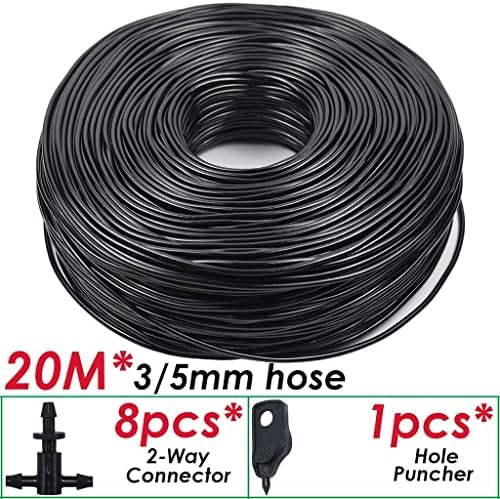Garden 3/5mm PVC Hose Micro Drip Irrigation System, with 2-Way Connector 1/8'' Tubing Pipe Arrow Dripper Greenhouse(20M) - Image 2