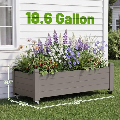 Fancyango Raised Garden Bed with Wheels 13.3" Hx2 -Gray - Image 3