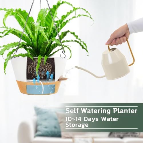 ZMTECH Large 12Inch Self Watering Hanging Planter, Water Window & Chain - Image 4