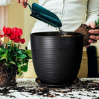 12 Inch Pots for Plants - Ceramic Planter Pot, Large Flower Pot with Drainage Hole and Saucer for Home Patio Garden Office Indoor Outdoor, Black - Image 4