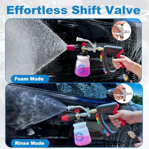 DUSICHIN Pressure Washer Gun Swivel Joint 4000 PSI Snow Foam Cannon Dual-Ended Shift Valve 7 Nozzles, Foam Lance Kit Dual Connector 7 Pressure Washer Tip holders 3/8“ Fitting M22-14 M22-15 DUS2913 - Image 3