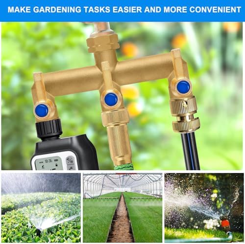 Brass Garden Hose Splitter, 3 Way Hose Splitter, Outdoor Hose Splitter, GHT 3/4 in. Female Inlet and 3 Way 3/4 in. Male Outlet for Regulating and Shutting Off Water Flow - Image 5