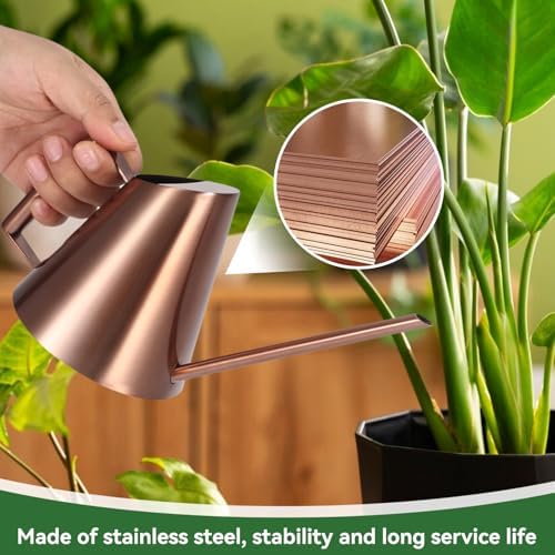 HERCHR Stainless Steel Watering Can, Indoor Watering Can Metal Watering Can for Outdoor and Indoor Plants(1500ml) - Image 4