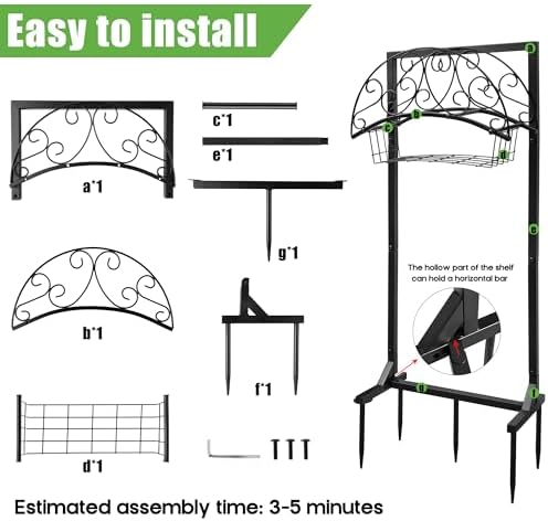 Garden Water Hose Holder - Waterhose Stand for Outside Freestanding, Heavy Duty 5-Spikes Free Standing Hose Hanger Rack Organizer with Storage Basket Hold 160ft Water Pipe for Outdoor Yard Lawn - Image 3