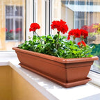 4 Pcs 31 inch Window Box Planter, Large Rectangular Plastic Flower Pot with Tray, Suitable for Indoor & Outdoor Gardens, Balcony and Home Decor (4) - Image 6