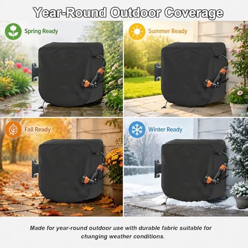 Hose Reel Cover for Wacotoya 5/8 in 175FT 2021-2026, Heavy Duty Garden Hose Reel Cover, Wall Mounted Hose Storage Cover, Adjustable Hem, Dust Resistant Outdoor Protection,A Black - Image 7