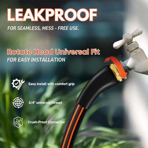 50FT x 5/8'' Flexible Garden Hose, No-Kink Rubber Water Hose, W.P. 200 PSI - Image 3