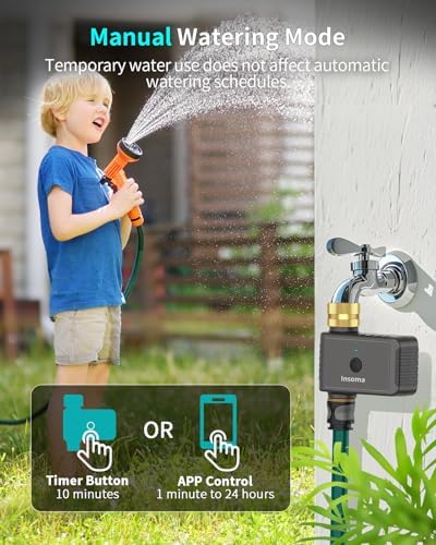 WiFi Water Timer Brass Inlet, 2.4GHz Smart Sprinkler Timers, 1 Zone Hose Timer with WiFi Hub, Voice/App Control with Alexa & Google Assistant, Auto/Manual Watering, Rain Delay, for Garden, Yard, Lawn - Image 5