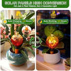 SAVENNA Crackle Glass Plant Watering Globe with Terracotta Spike,Self-Watering Irrigation for Potted Plants, with Solar Accent Light for Indoor & Outdoor Décor, 17oz, Gold–Red Gradient - Image 3