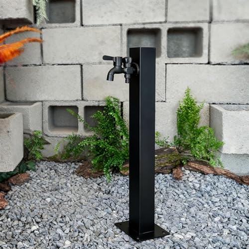 Stainless Steel Outdoor Anti-Freeze Water Hydrant - Freestanding Hose Stand with Faucet for Irrigation, Durable Black Square Design, Hexagonal Pile (G) - Image 3