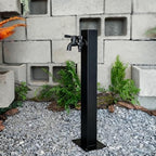 Heavy-Duty Black Square Stainless Steel Outdoor Anti-Freeze Water Pipe Hydrant with Freestanding Hose Stand & Faucet for Efficient Irrigation - Hexagonal Pile Design - Image 3