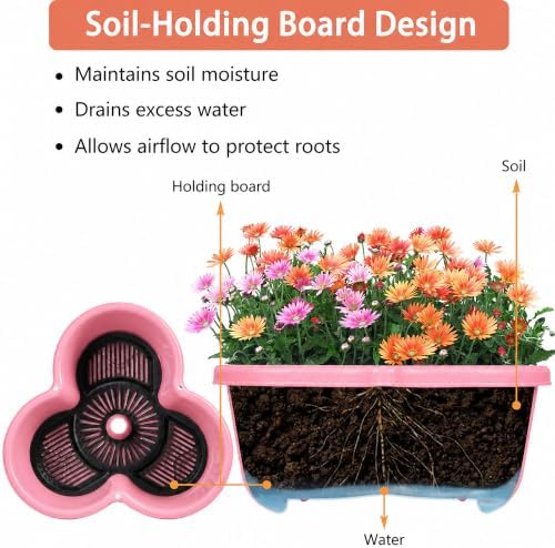 VECELO 7 Tier Vertical Garden Planter, Self Watering Stackable Planters with Wheels for Strawberries, Herbs, Flowers, Vegetables, Multicolor - Image 5