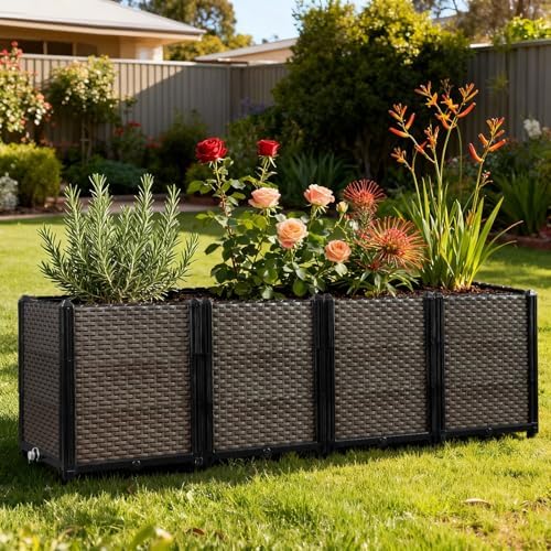 Large Raised Planter Box Outdoor Self Watering 62.9"x15.7"x19.7" , Deep Raised Garden Bed - Elevated Garden Box with Drainage Plug, Rectangular Garden Planter Perfect for Patio Balcony Deck - Image 2
