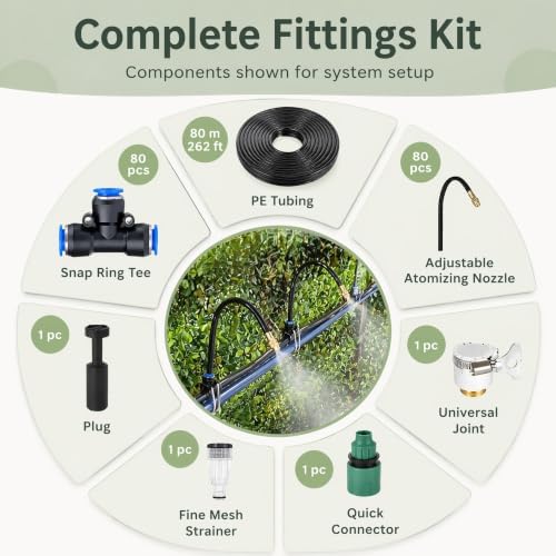 Easy-Install Garden Water Irrigation System | Adjustable Nozzles, Fog Spray, Quick-Connect, 10cm Nozzle, 262ft Reach - Efficient Watering Solution for Plants - Image 6