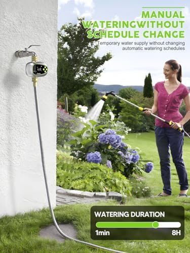 Sprinkler Controller with Soil Moisture Sensor: 1 Zone Water Timer for Garden Hose, Rain Delay & Brass Inlet Programmable Hose Timer, Automatic Drip Irrigation System for Yard Lawn Greenhouse - Image 4