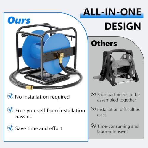 SPECILITE Metal Garden Hose Reel, 360° Rotation Frame, 75-100 FT, Blue - Image 3