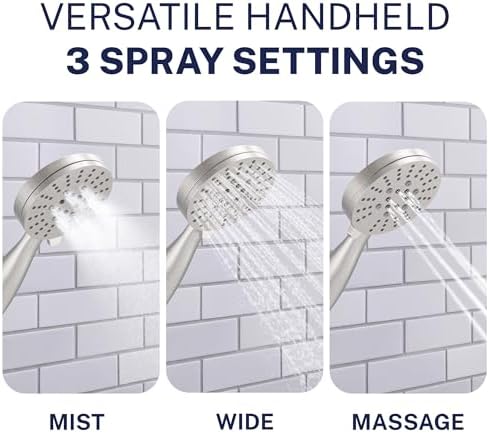 HammerHead Metal Dual Shower Head Combo With 3-Spray Handheld and Rainfall - Image 4