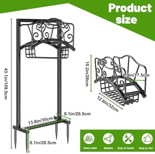 Garden Hose Holder - Upgraded Water Hose Holder Holds, Heavy Duty Metal Freestanding Hose Stand Sturdy, Detachable Garden Hoses Storage Rack for Outside Yard Lawn (Black) - Image 2