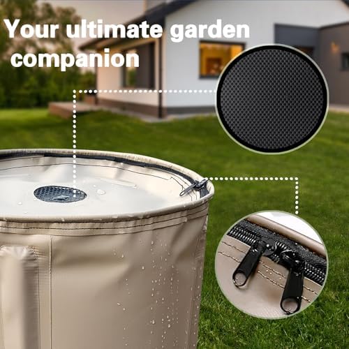 Collapsible Rain Barrel with Zipper Open, Portable Rainwater Collection System Kit, PVC Rain Catcher Barrel for Outdoor Garden Camping(26 gallons/100L) - Image 5
