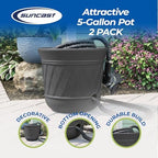 Suncast 2 Pack 14" x 12" Round Resin Decorative Weatherproof Outdoor Hideaway Standard Garden Hose Storage Pot with Drainage Holes, Gray - Image 3