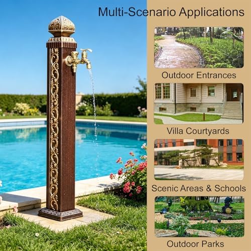 Outdoor Vertical Garden Water Column, Hose Stand with Faucet, Antique Decorative Fountain for Yard Hydrant, Irrigation and Washing (110cm x 17cm) - Image 7
