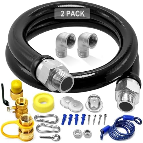 2PACK 1675KIT48 Safety System Kit, 48" Commercial Gas Hose Connector Kit with 3/4" Quick Disconnect, Flexible Gas Line Hose, Gas Valve & Restraining Cable for Moveable Commercial Kitchen Equipment. by Unknown