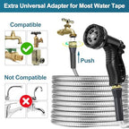 Stainless Steel Garden Hose 50ft Heavy Duty Metal Water Hoses with 10 Function Water Hose Nozzles for Yard Outdoor - Image 3