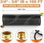 GASHER 100FT x 3/8" Coil Garden Hose, Expandable Garden Hose with 3/4" Brass Connector, Watering Hose Includes 8 Patterns Spray Nozzle for Outdoors Lawn Watering Car Washing - Image 2