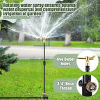 Funnymoom 2 Pack 3-arm Rotating Telescoping Sprinkler 360 Degree Swivel Garden Sprinkler High Rise Lawn with Step Base up to 41.7 Inch for Large Area Coverage (Black) - Image 4