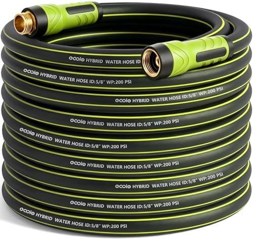Garden Hose 100ft x 5/8", Heavy Duty Water Hose, Flexible and Durable, Kink Resistant Lightweight Hybrid Hose, Leakproof Yard Hose with Male to Female Fittings by EOOIOGARDEN