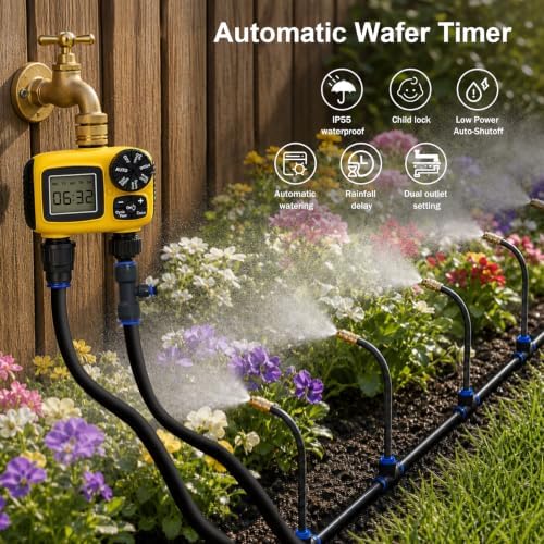 230FT Automatic Drip Irrigation System Kit with 2 Zone Sprinkler Timer - Image 2