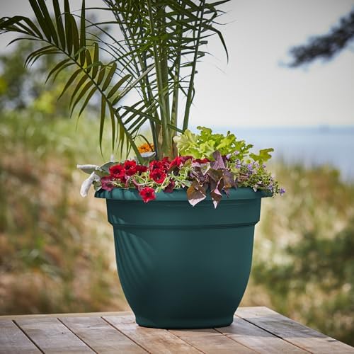 Bloem Ariana 16" Plastic Self-Watering Planter, Charleston Green, 2-Pack - Image 2