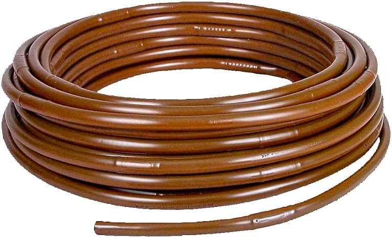 Rocky Mountain Goods Drip Hose Emitter Tubing 100 Foot 1/2” - Brown Seeping Drip Soaker Hose with Emitter Hole Every 18” - More Reliable and Consistent Watering - Saves 80% more Water by Rocky+Mountain+Goods