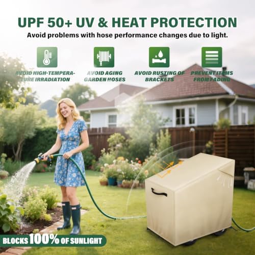 Garden Hose Reel Cart Cover,Waterproof, Dustproof and Sun-Proof Protect Your Garden Hose Reel Cart and prolong its Life(28"W x36"D x 36"H) - Image 2
