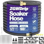 100FT 1/2" Water-Saving Soaker Hose with Solid Brass Connectors, Drip Irrigation Kit for Lawn & Landscaping with Metal Ground Stake & Accessory Kit by Unknown