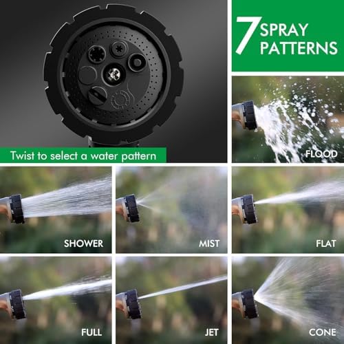 Heavy Duty Metal Garden Hose Nozzle with 7 Watering Patterns - High Pressure Spray Nozzle for Watering Plants, Car Washing, and Pets - Thumb Control & On/Off Valve, Bronze - Image 6