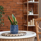 D'vine Dev Embossed Leaves Ceramic Planter, 6 in, Midnight Blue, 27-A-X-3 - Image 7