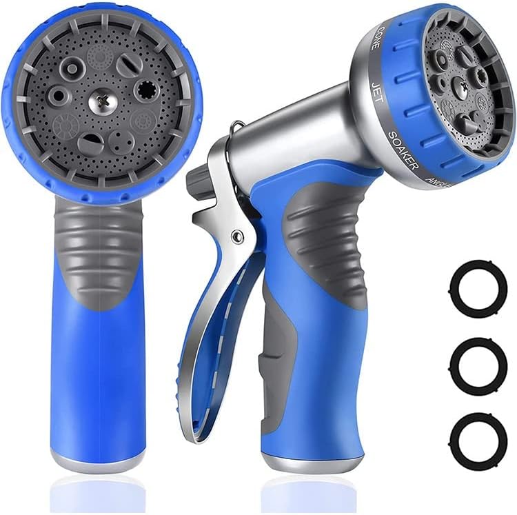 Marycan Garden Hose Nozzle Sprayer, Heavy Duty Metal Hose Nozzle with 9 Adjustable Patterns (Color : Blue) - Image 6