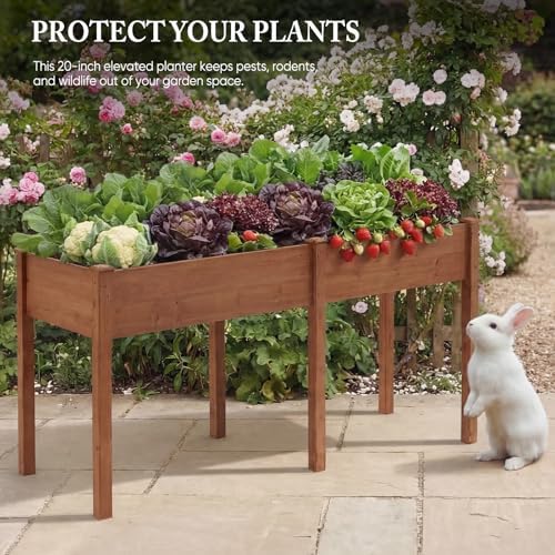 DUMOS 72x23x30 Inch Raised Garden Bed, Elevated Wood Planter Box with Legs - Image 6