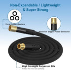 Garden Hose 50ft, Non-Expandable Lightweight & Flexible Water Hose, with 10-Pattern Spray Nozzle, Super Fabric, Leak-Proof 3/4" Solid Brass Alloy Connector Fittings, Durable - Image 6