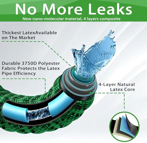 100 ft Expandable Garden Hose-2026 Newly Upgraded Expanding Garden Hoses with 10 Function Spray Nozzle, Extra Strength Fabric, Leak-Proof, Lightweight, Kink-Free Flexible Retractable Hose(Green Black) - Image 4