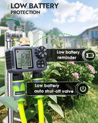 Insoma 2-Zone Sprinkler Timer with Brass Inlet, Water Hose Timer with Auto/Manual Modes + Rain Delay, Big LCD Display, for Garden, Yard Lawn, IPX5 Waterproof & Save Water - Image 7