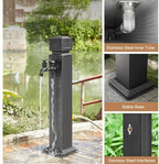 Stainless Steel Garden Water Tap - Freestanding Antifreeze Hose Holder, Floor-Mount Lawn Fountain Dispenser for Car Washing & Watering (17x17x1, Style 3) - Image 5