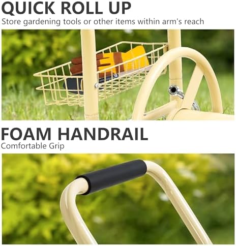 PayLessHere | Garden Hose Reel Cart | Holds Upto 300ft of 5/8" Hose | Tan - Image 6