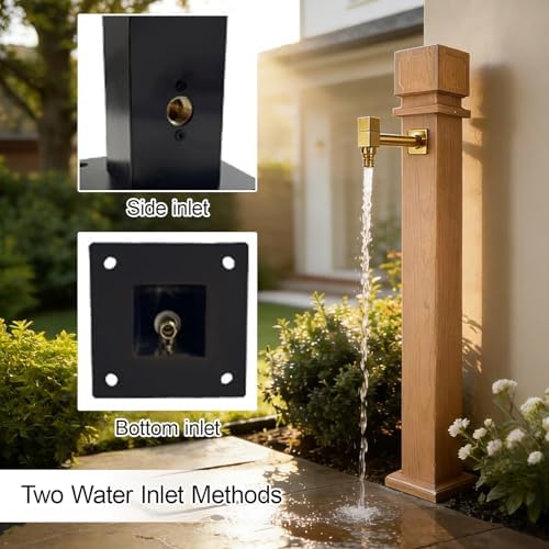 Woodgrain Water Dispenser, 304 Stainless Steel Garden Hose Stand with Faucet, Vertical Water Column for Outdoor Use, Durable and Stylish (31.5in/80cm) - Image 4