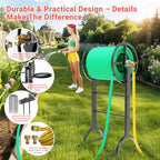 Garden Hose Reel with Handle – Heavy Duty Metal Freestanding Water Hose Holder, Upgraded Retractable Hose Winder for Up 150FT 5/8" Hose, Perfect for Lawn, Yard & Outdoor Use - Image 3