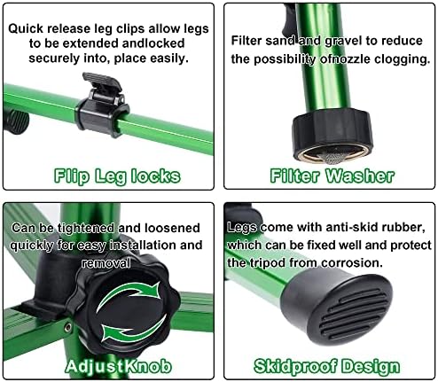 Biswing Impact Sprinkler Head on Tripod Base, Heavy Duty Lawn Sprinklers, 360 Degree Large Area Irrigation, Metal Sprinkler Nozzle & Solid Alloy Metal Extension Legs Flip Locks, 2 Pack - Image 4