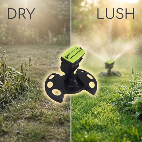 Turret-Shaped Oscillating Sprinkler, 16 Nozzle ABS Engineering Plastic Sprayer for Lawn Garden, Adjustable Rotating Head, Even Coverage, 9.9 x 7.9 x 4.5 in, Water Saving Irrigation - Image 3